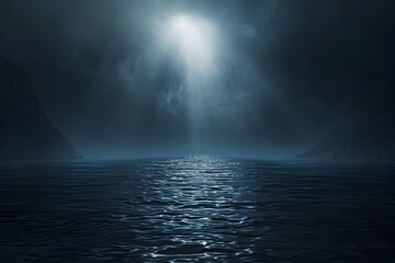 Ethereal Illumination within a Shrouded Void - Minimalist Cinematic Chiaroscuro Composition