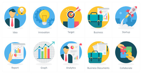 A set of 10 business icons as idea, innovation, target