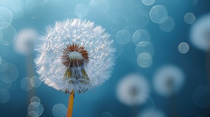 a macro picture of dandelion with a blue background freedom to wish seed macro closeup goodbye summer hope and dreams concept fragility springtime soft focus macro nature.illustration