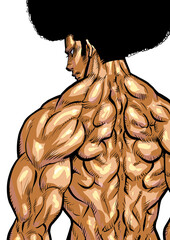 裸の男の後ろ姿のイラスト