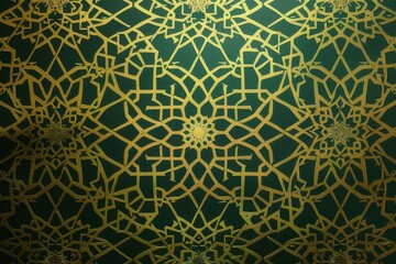 Obraz premium Gold and Green Geometric Ornamental Pattern