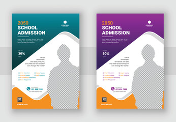 Back to school admission a4 flyer design or kids education leaflet poster template