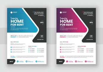 Real estate house sale flyer and property leaflet template