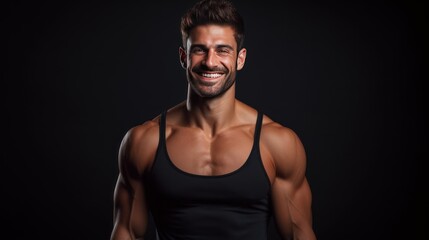 Fototapeta premium a person smiling confidently after a workout session, 