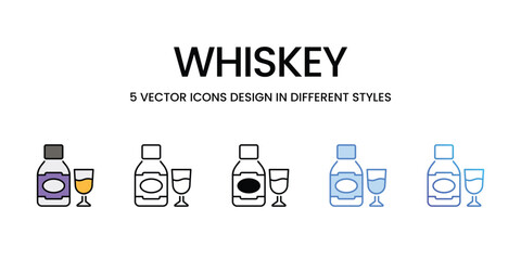 Whiskey icons vector set stock illustration.