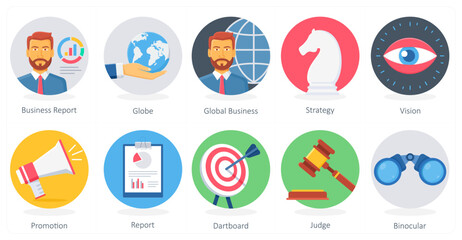 Fototapeta premium A set of 10 Business icons as business report, globe, global business