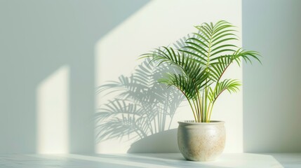Fototapeta premium palm tree in pot on a white background 