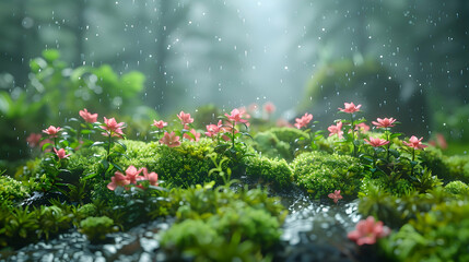 Fototapeta premium A close-up of nature rapid plants and moss