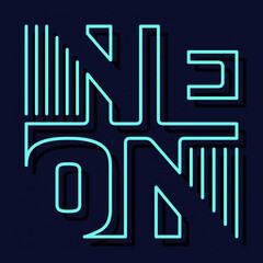 Neon text glow effect flat design in cyan color style isolated on black background. Vector illustration. Suitable for banner sign and social media post.