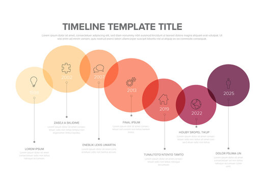 Red color circles on the time line - multipurpose infographic timeline template