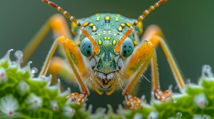 Fototapeta premium A close-up of nature savannah insects resting on plants