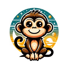 Obraz premium A cartoon of a monkey design colours drawing graphic accessible vector unique.