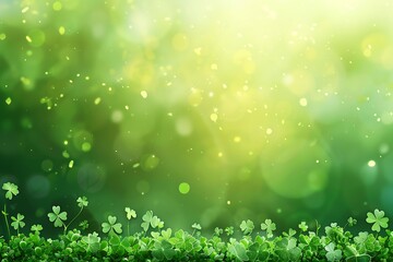 green abstract background with clover for st. patrick's day
