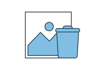 delete image icon. icon related to edit tool. suitable for web site, app, user interfaces, printable etc. flat line icon style. simple vector design editable