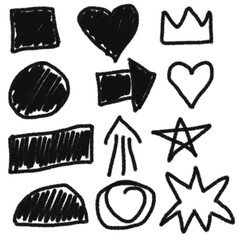 various charcoal doodle, drawn scribble, texture illustration