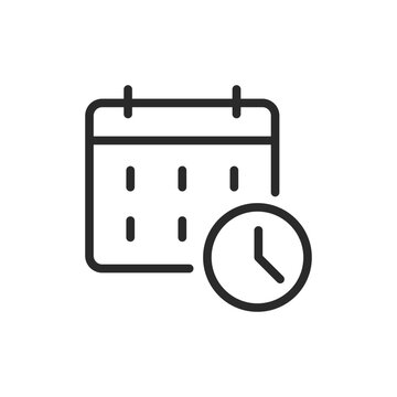 recommend clip art: Planning, calendar and clock, linear style icon. Editable stroke width