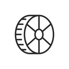 Fototapeta premium Ruote pasta, linear style icon. Wheel-shaped pasta. Editable stroke width