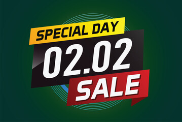 Fototapeta premium 2.2 Special day sale word concept vector illustration with ribbon and 3d style for use landing page, template, ui, web, mobile app, poster, banner, flyer, background, gift card, coupon