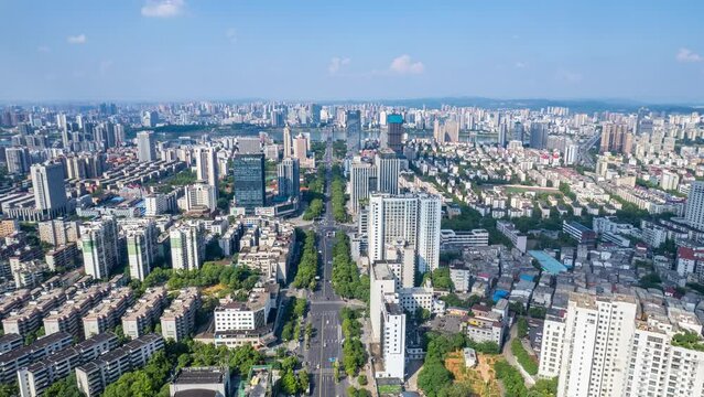 Aerial time-lapse of Zhuzhou city in China