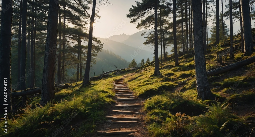 Poster empty hiking trail landscape banner copyspace background