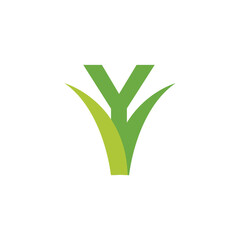 Letter Y lawn grass logo icon vector template