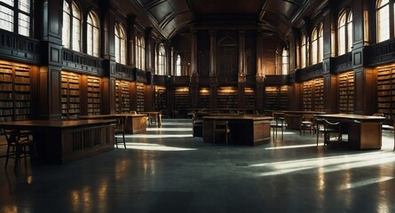 Fototapeta premium empty library room banner copyspace background