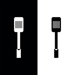 "Spatula Icon – Dual Contrast Kitchen Tool Silhouette in Black and White"