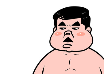 仏頂面の男性のイラスト