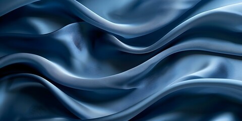 Obraz premium Navy Blue Silk Satin Background with Gentle Wavy Folds. Concept Textile Photography, Styling Fabrics, Background Effects, Fabric Folds, Navy Blue Satin