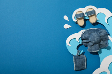 Waves with accessories for summer vacation on the beach.