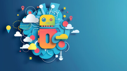 Internet of things iot and networking vector image Paper cut style