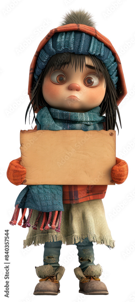 Canvas Prints png poor homeless holding board person doll cute.