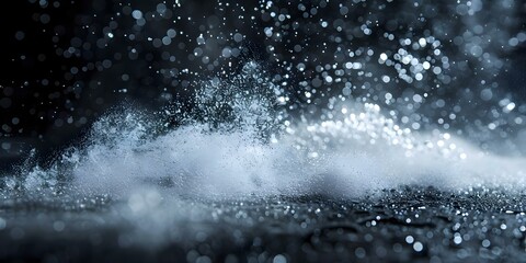 Abstract white fragrance aerosol texture with water spray effect on black background. Concept Fragrance Aerosol, Abstract Texture, Water Spray Effect, Black Background, White Color