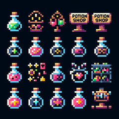 Detailed RPG Game Potion Shop Icons