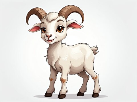 cute goat cartoon clipart on plain white background