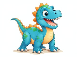 cute happy dinosaur cartoon clipart on plain white background © sevenSkies