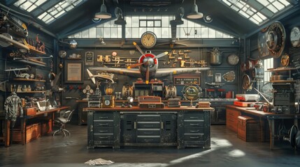 Fototapeta premium Vintage Aviation Museum Business Cards Amidst History and Heritage