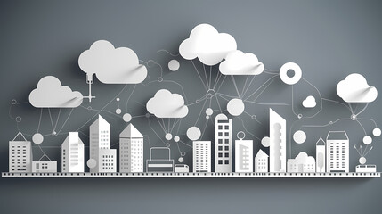 Obraz premium Internet of things iot and networking vector image Paper cut style