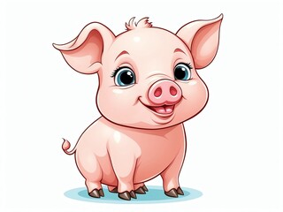 cute pig cartoon clipart on plain white background
