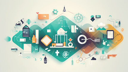 Fototapeta premium Internet of things iot and networking vector image Paper cut style