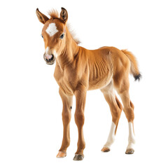 Obraz premium A young foal standing, isolated on transparent background.