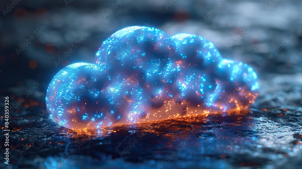 Poster icon for cloud computing online storage remote work and sharing with three dimensional cloud keypad 