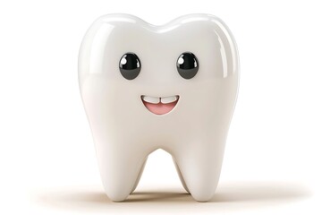 funny tooth 3d vector cartoon icon isolated on white background