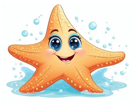 recommend clip art: happy cute starfish cartoon clipart on plain white background
