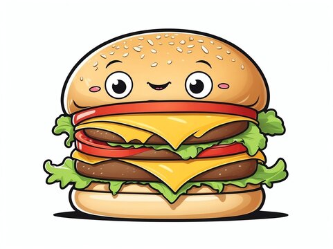 recommend clip art: happy smiling burger cartoon clipart on plain white background