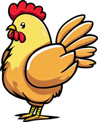 a chicken in comic style , on transparent background as PNG.(generative ai)