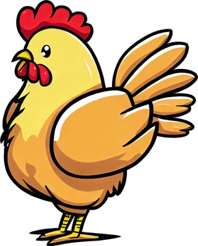 recommend clip art: a chicken in comic style , on transparent background as PNG.(generative ai)