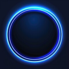 Futuristic smoke. Neon blue color geometric circle on a dark background. Round mystical portal. Mockup for your logo