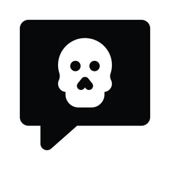 Skull on chat bubble showing icon of message hacking, cybercrime vector