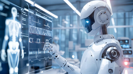Fototapeta premium Robots and medical technology Helps doctors improve their ability to treat patients.